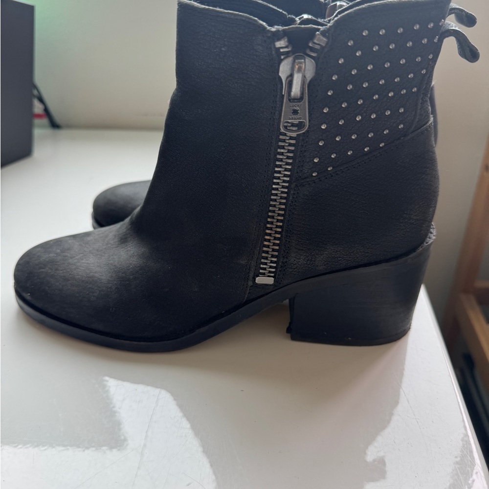 Lucky Brand Black Studded Ankle Boots, size 7.5
